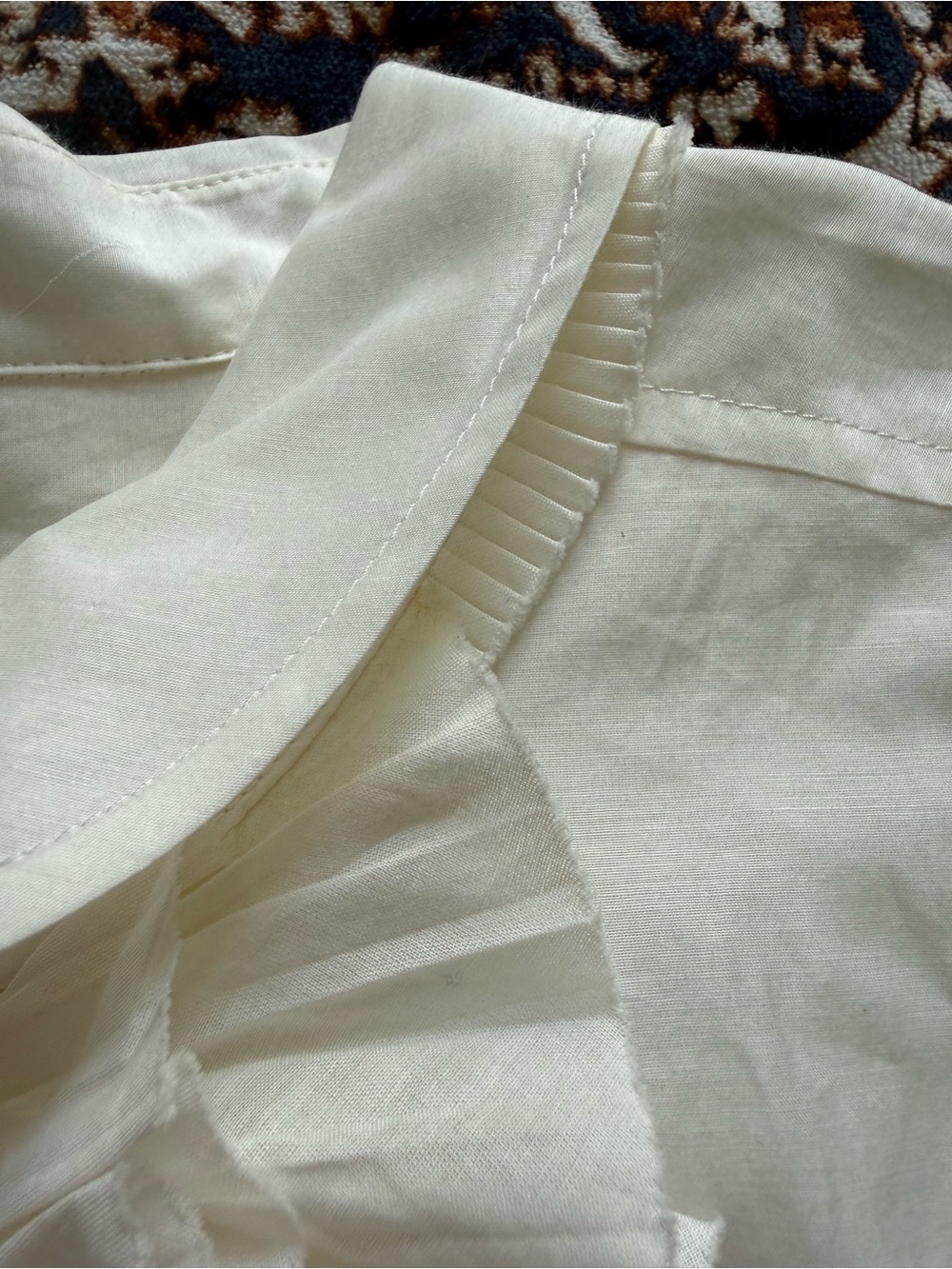 J.Crew Cream Button-Front Ruffle Blouse - Picture 6 of 6